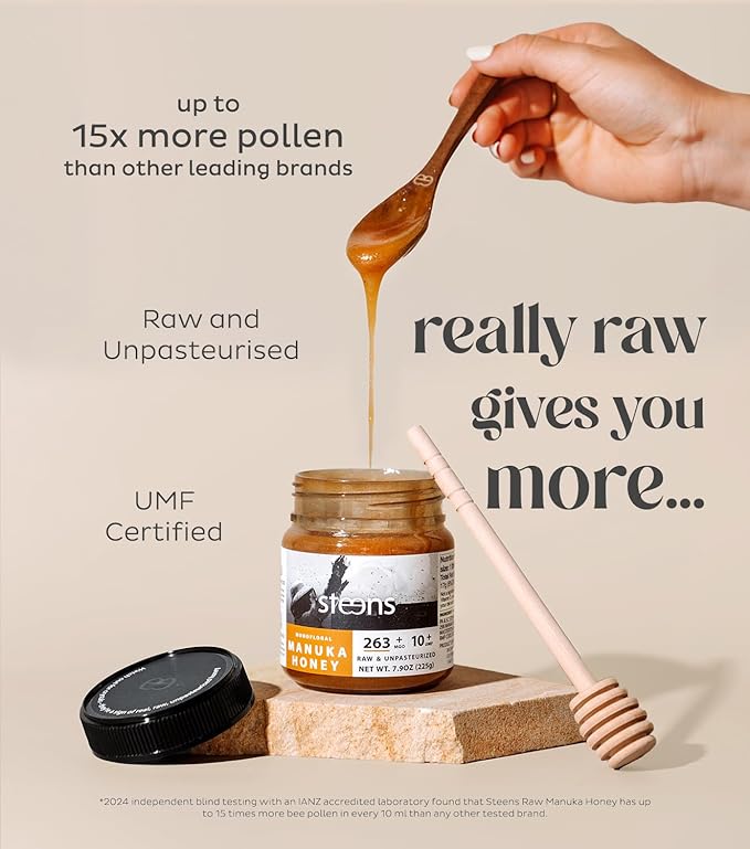 Steens Manuka Honey - MGO 263+ - Pure & Raw 100% Certified UMF 10+ Manuka Honey - Bottled and