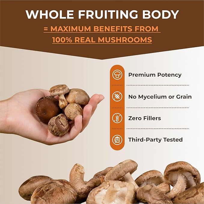 Naturealm Sacred 7 Organic Mushroom Extract Capsules - Premium 7 Mushroom Supplement with Lions