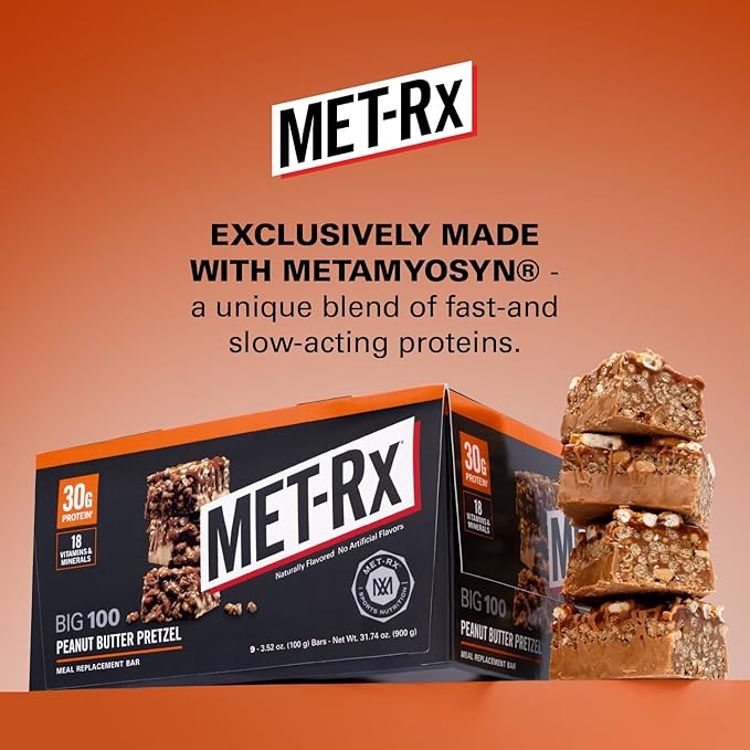MET-Rx Big 100 Colossal Protein Bars, Great as Healthy Meal Replacement, Snack, and Help Support