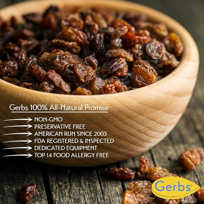 Gerbs Dried Raisins 2 lbs. | Unsulfured, No Additives, Resealable Bag | Naturally Sweet & Plump |