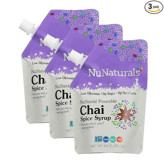 NuNaturals Stevia Syrup, Sugar-Free Sweetener, Plant-Based Sugar Substitute, Zero Calorie, Chai