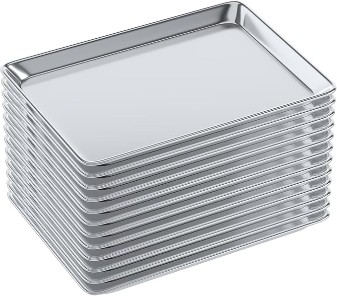 Pack of 12 | Size 13 in. x 18 in. Half Size Aluminum Bun. / Sheet Pan | Ideal for baking, roasting