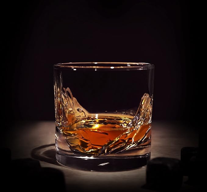 Grand Canyon Heavy Crystal Whiskey Glasses Gift Set of 2, Thick Freezable Bourbon Glass 1lb Each