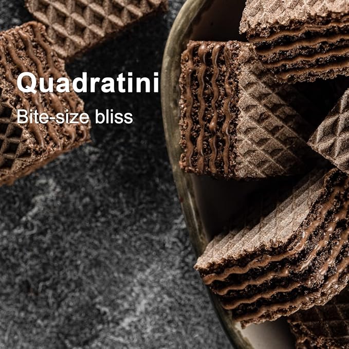 Loacker Quadratini Double Choc Wafer Cookies LARGE - 30% Less Sugar - Premium Crispy Bite Size