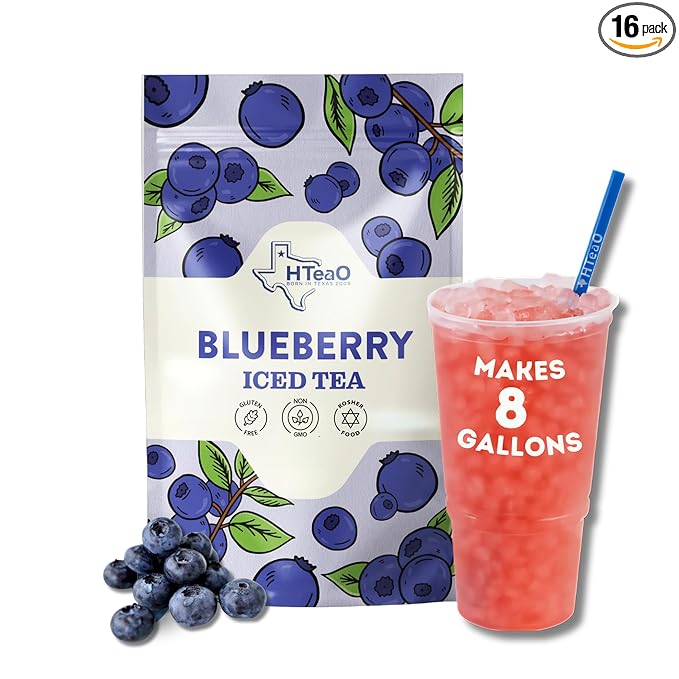 HTeaO Blueberry Green Tea – Texas-Style Flavored Iced Tea Bags for Summer – Instant Ice Tea Packets