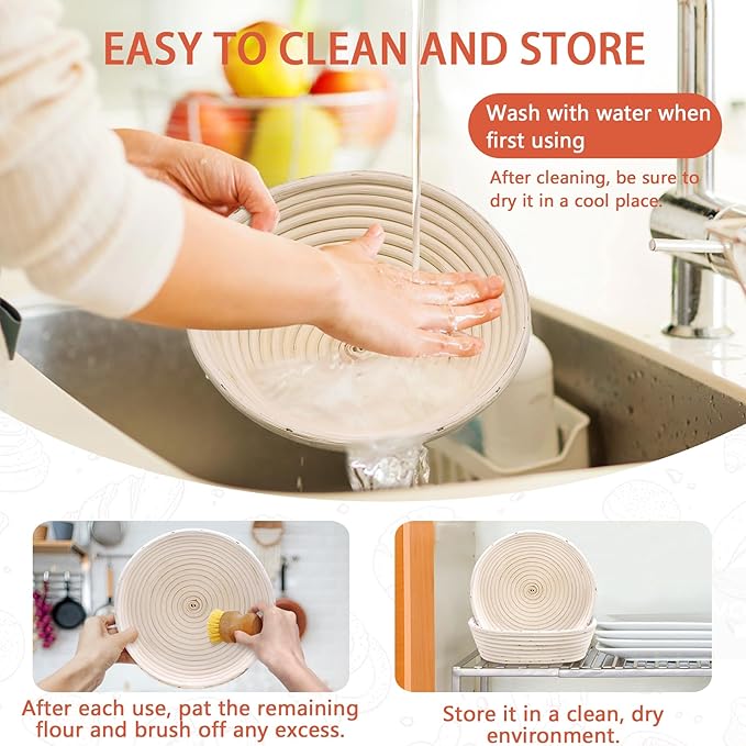 Sourdough Bread Baking Supplies, Sourdough Starter Kit for Bread Making Includes 10" Round & Oval