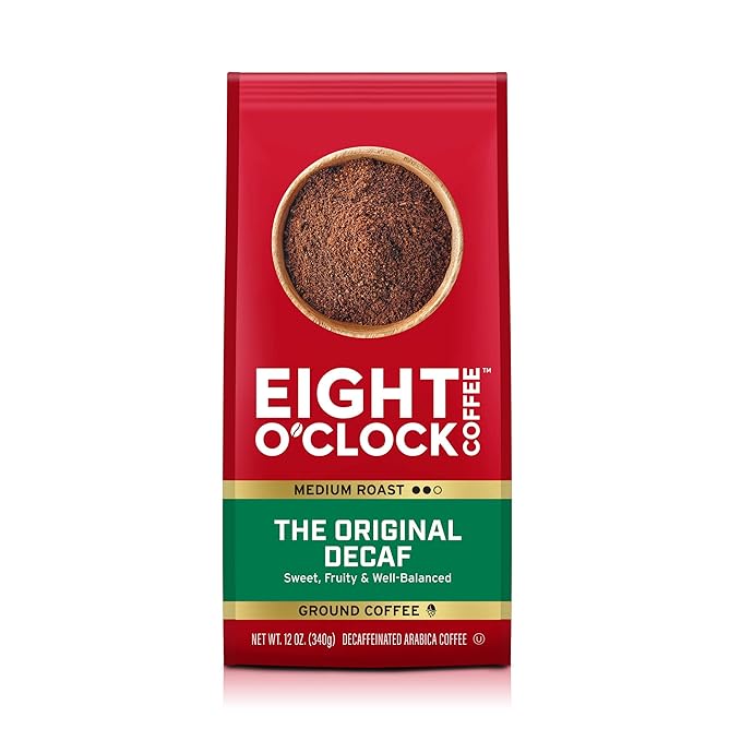 Eight O'Clock Coffee The Original Decaf Ground Coffee, Medium Roast, 12 Ounce (Pack of 1) - Sweet