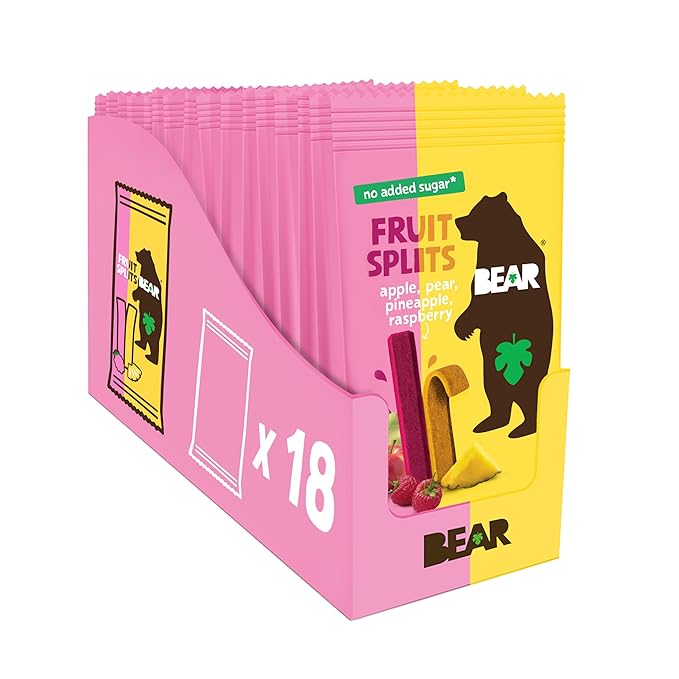BEAR Real Fruit Snack Splits - Gluten Free, Vegan, and Non-GMO - Raspberry and Pineapple ??Healthy