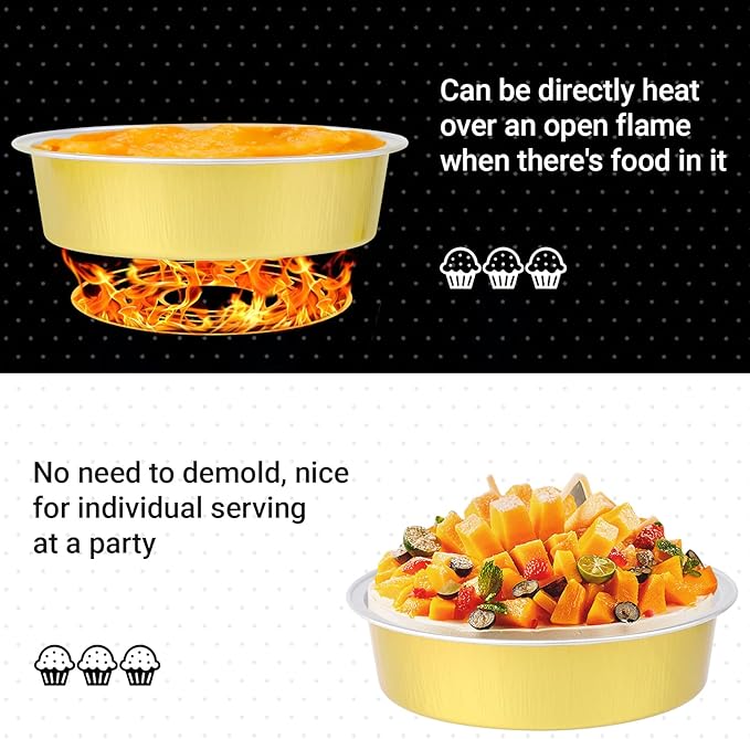 Beasea Aluminum Ramekins 100 Pack, 7.3oz 215ml Disposable Ramekins Foil Cups No Lids 4" Baking