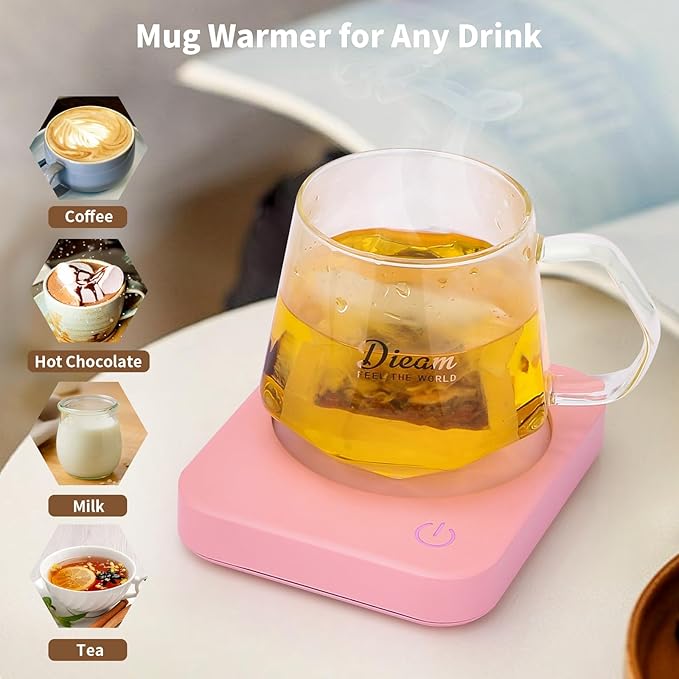 VOBAGA Coffee Mug Warmer with 4 Hours Auto Shut-Off, Coffee Warmer Plate for Office Home Desk Use