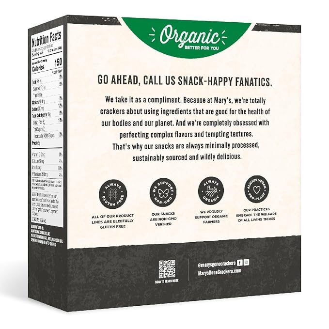 Mary's Gone Crackers Organic Super Seed Crackers, Seaweed & Black Sesame - Gluten-Free, NON-GMO