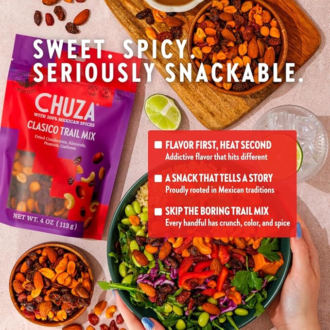 CHUZA Clasico Trail Mix ??Semi Spicy Sweet Snack with 100% Mexican Spices ??Dried Cranberries