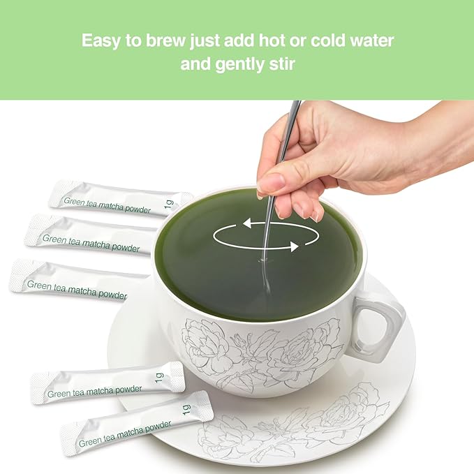 Taiping HK Green Matcha Tea 10 Single Serve Stick Packs For Cooking, Baking, Latte, Smoothie, Hot &