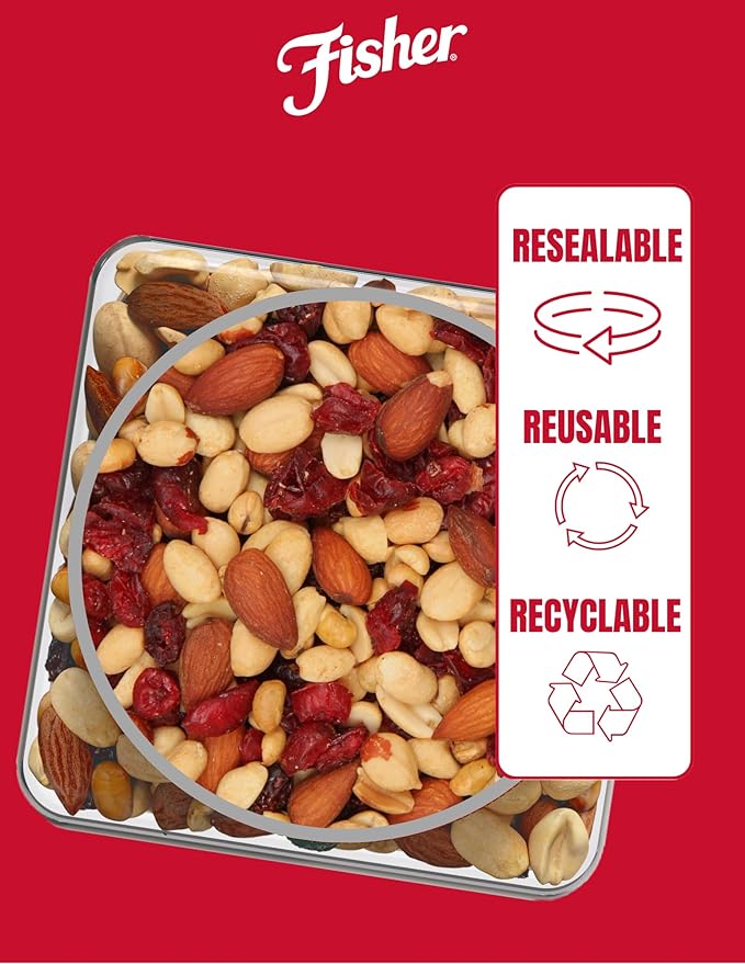 Fisher Snack Hunger Fighter Bulk Trail Mix, 38 oz (Pack of 1), Peanuts, Almonds, Dried Sweetened