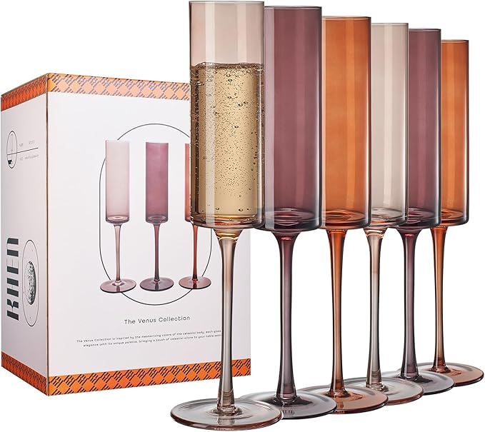 Khen Venus Glasses Luxury Glassware - Set of 6 - Everyday, Winter Gift Her, Mom, Wife, Girlfriend