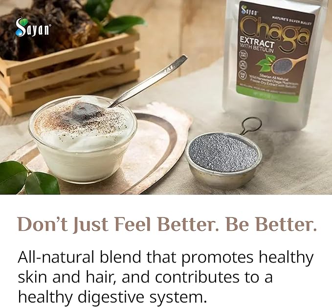 Sayan Siberian Chaga Mushroom Extract with Betulin Powder (4 oz) ??Organic Antioxidant Blend