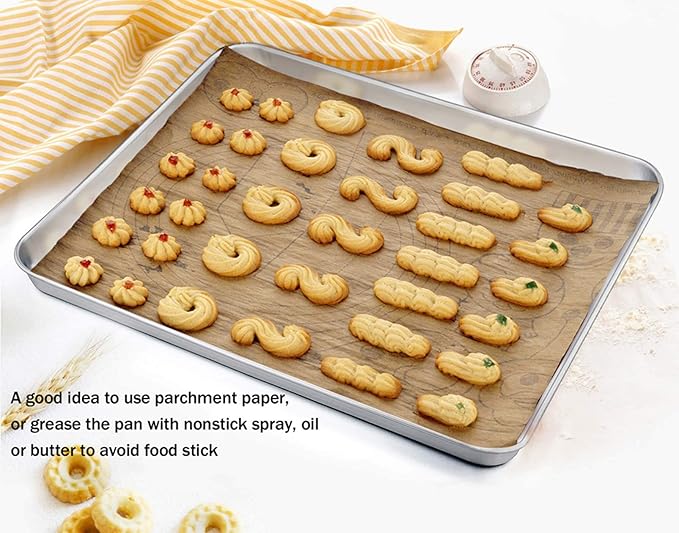 TeamFar Baking Sheet, Stainless Steel Baking Pan Cookie Sheet, Healthy & Non Toxic, Rust Free &