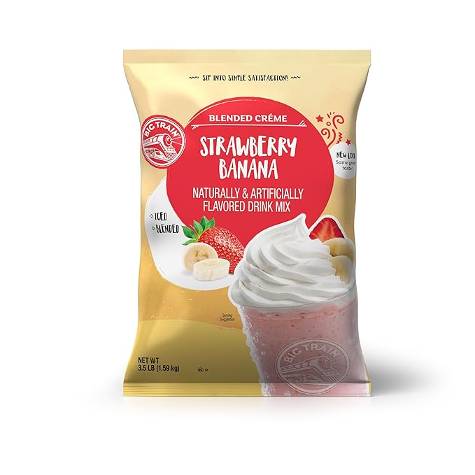 Big Train Strawberry Banana Blended Cr챔me Beverage Mix, 3.5 Pound (Pack of 1)
