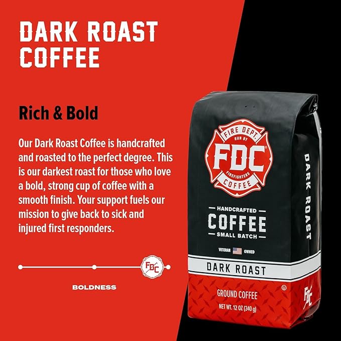 Fire Department Coffee - Gives Back to Firefighters - Dark Roast Coffee Beans - Bold & Smooth
