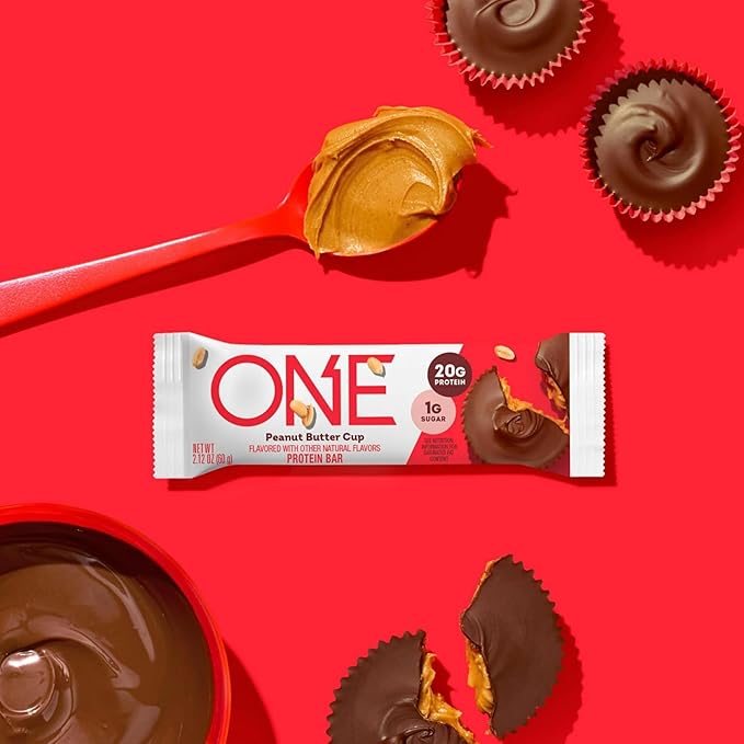 ONE Protein Bars, Peanut Butter Cup, Gluten Free with 20g Protein and 1g Sugar, Pantry Staples