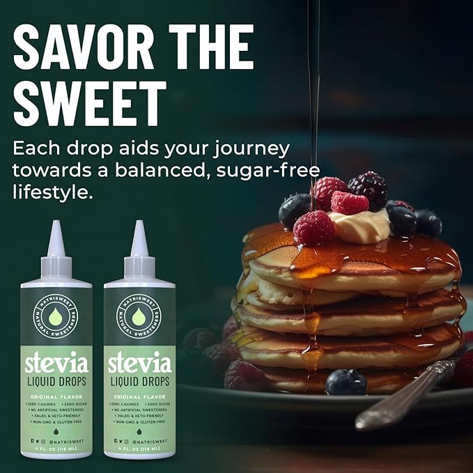 Natrisweet Liquid Stevia Drops 4oz 2pack, Pure Sweetener from Stevia Extract, Plant-Based Sugar