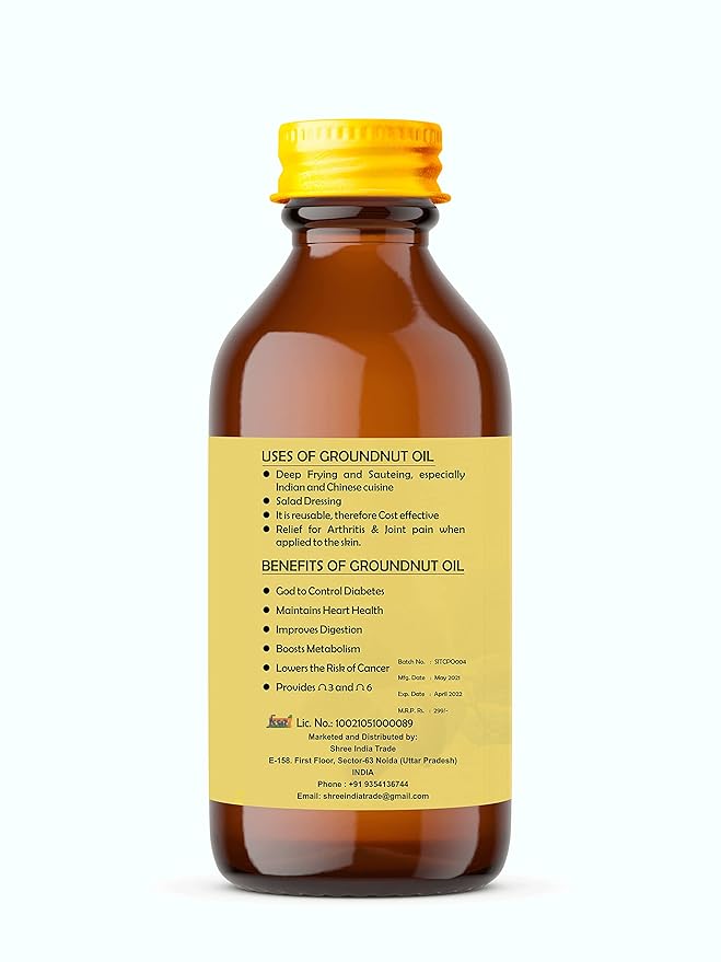AYUREVDASHREE Cold Pressed Peanut Oil 3.38 fl oz. | Perfect for Deep Frying, High Heat Cooking