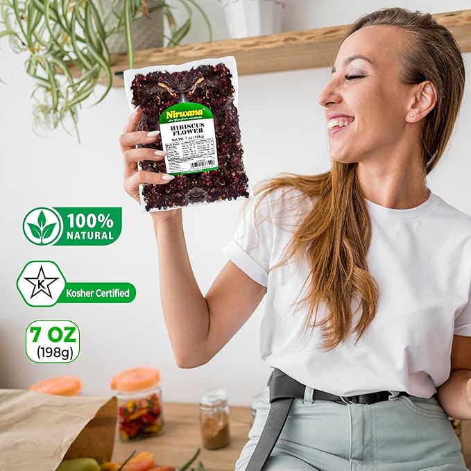 Premium Dried Hibiscus Flowers ??Whole Flower Petals for Herbal Infusions, Loose Leaf Blends, and