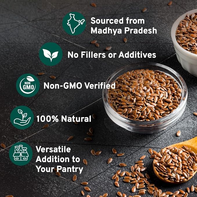 HANDPICK Flax Seed (2 lb) | Gluten Free Brown Seeds | Raw Seeds Sourced from India | Grinds easily
