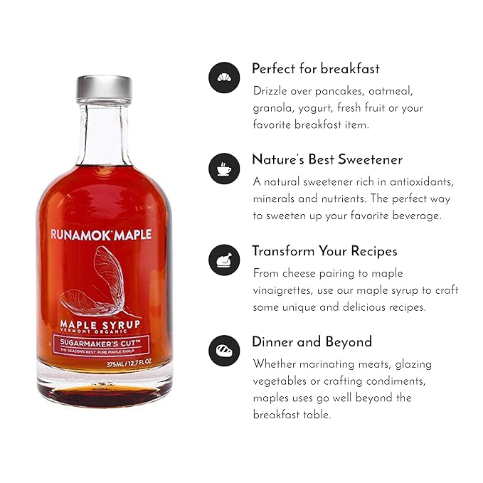 Runamok Maple Syrup Organic Sugarmaker's Cut - Grade A Vermont Maple Syrup, Amber Color, Rich Taste