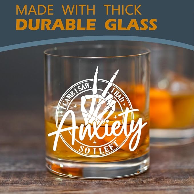kunlisa Funny Anxiety Mental Health Whiskey Glasses, Anxiety Relief Gifts, Sarcastic Gothic