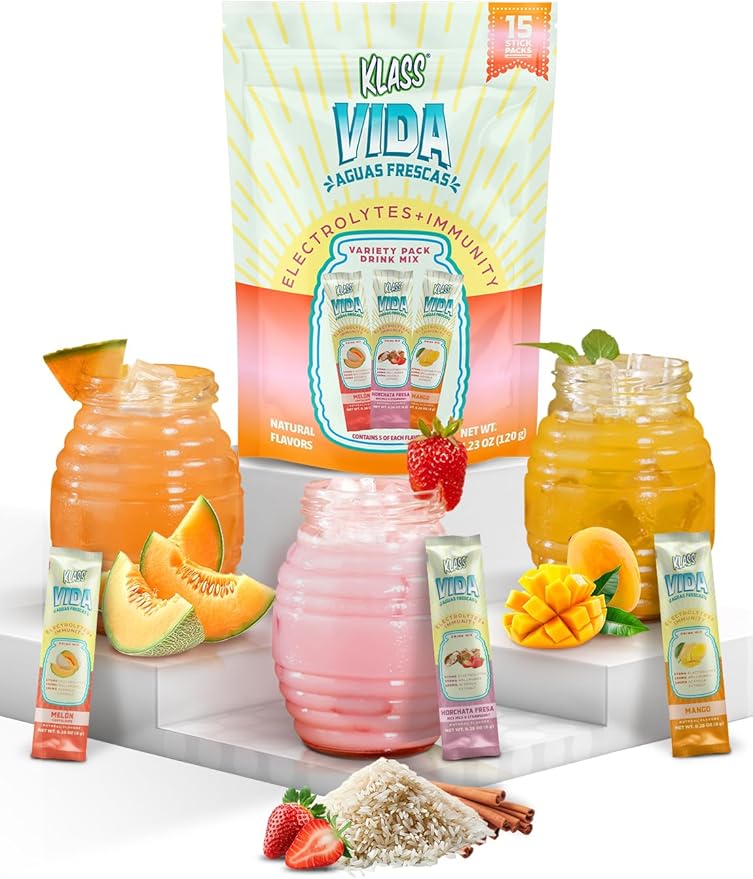 Hydration + Immunity Sugar-Free Powder Packets Mango, Horchata Fresa & Cantaloupe Electrolyte Agua