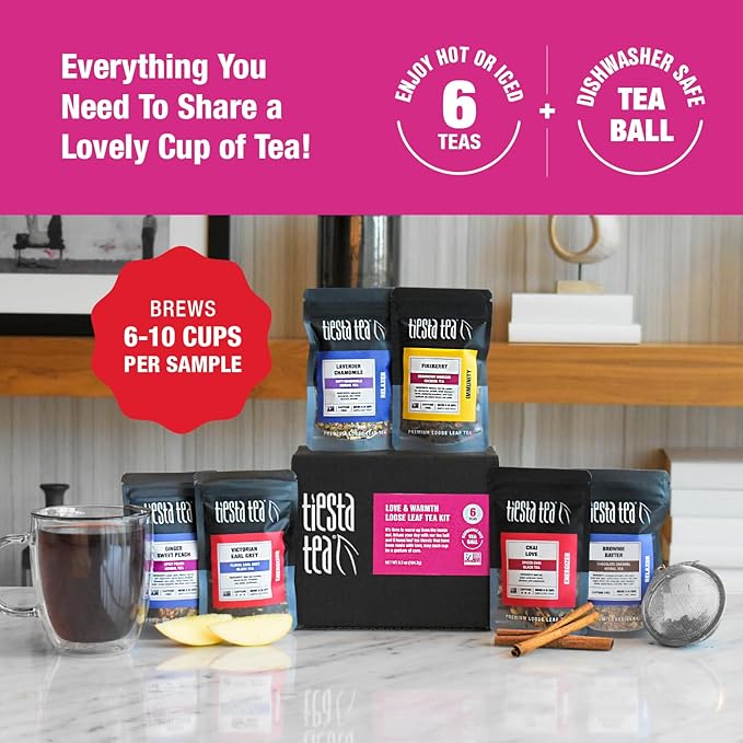 Tiesta Tea - Love & Warmth Loose Leaf Tea Gift Set, Loose Leaf, 6-Flavor Premium Variety Pack with