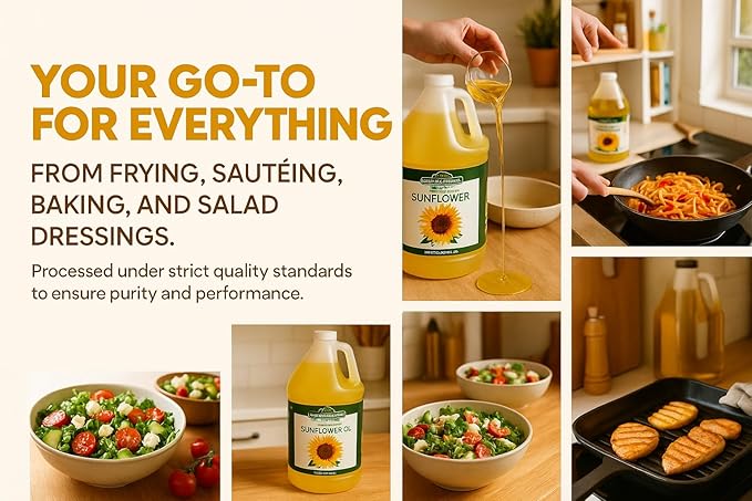 Healthy Harvest Non-GMO Sunflower Oil - Healthy Cooking Oil for Cooking, Baking, Frying & More