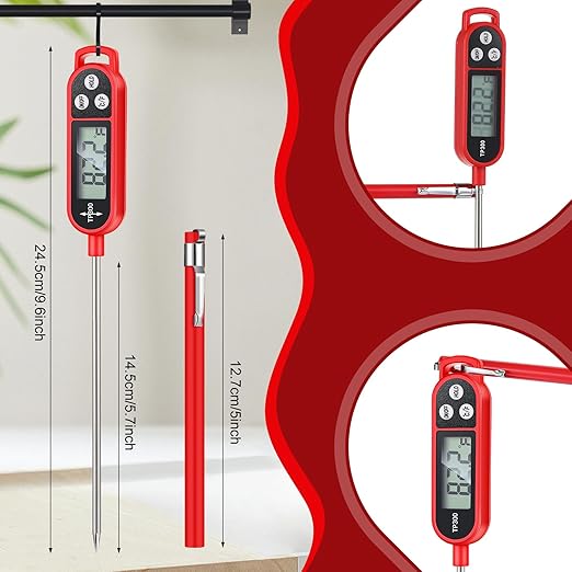 6 Pcs Meat Thermometer Food Thermometer with Probe Water Liquid Instant Read Digital Thermometer