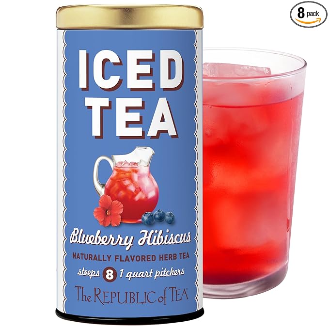 The Republic of Tea - Blueberry Hibiscus Iced Tea, 8 Tea Bags, Herbal Tea, Caffeine Free