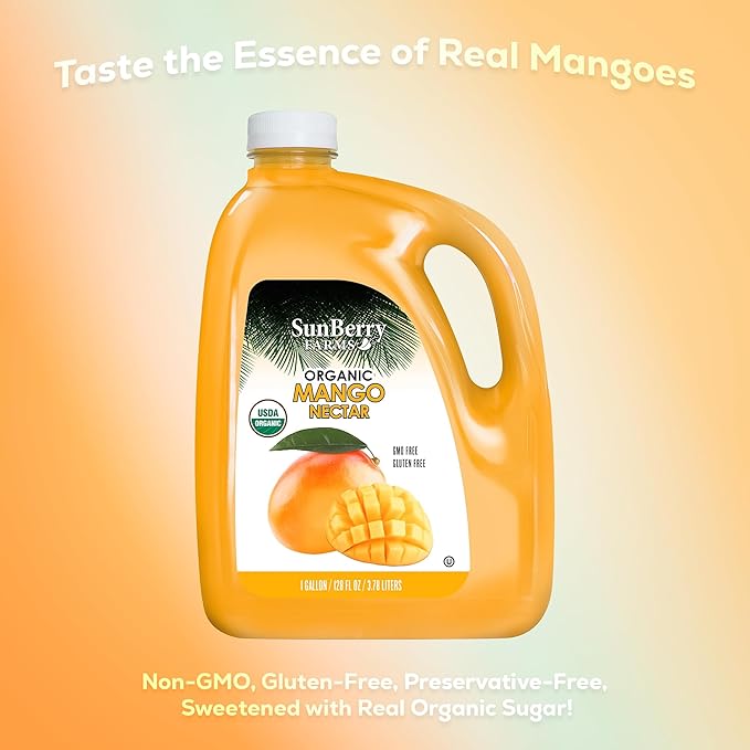 Sunberry Farms Organic Mango Nectar, Gluten Free, non-GMO, All Natural