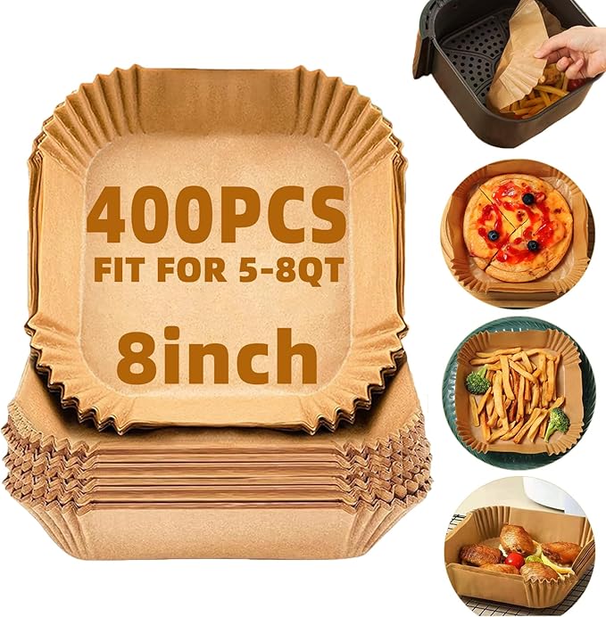 Air Fryer Liners Disposable,400Pcs Parchment Paper,LYHOLKEER 8inch Airfryer Paper Liners for 5-8QT