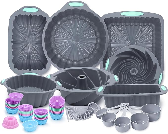 Tongjude 72 Pieces Silicone Bakeware Set, Nonstick Baking Pans Set, Easy Release Oven Silicone Pan