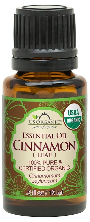 US Organic 100% Pure Cinnamon Leaf Essential Oil - USDA Certified Organic, Steam Distilled - W/Euro