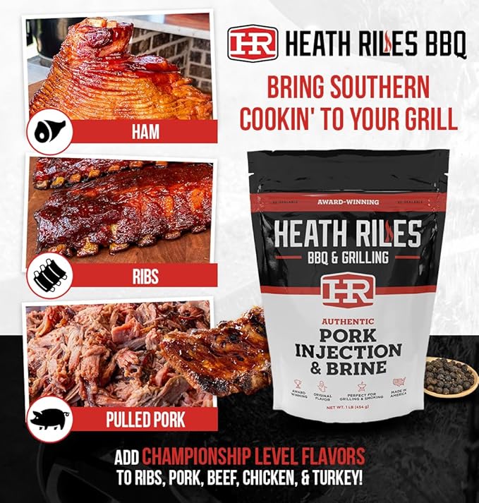 Pork Injection & Brine, Heath Riles Meat Injector, Award Winning Pork Injector & Brine, Made in the