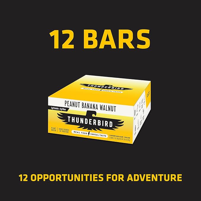 Thunderbird Bars Energy Snack, Gluten-Free with Protein, Healthy Real Food, Vegan Non-GMO, No Added