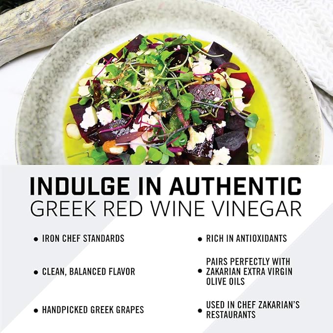 Zakarian: Red Wine Vinegar - Made from Organic Greek Red Grapes - 500 ml - Intense, Refined Flavor