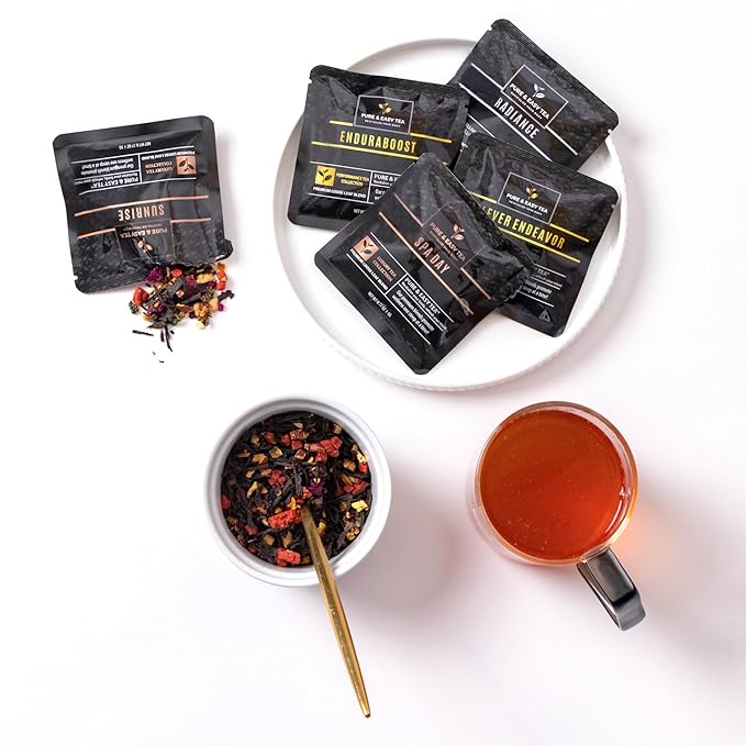 Pure And Easy Tea, Premium Loose Leaf Tea Sampler Set, 30-Count Variety Pack with 10 Herbal &