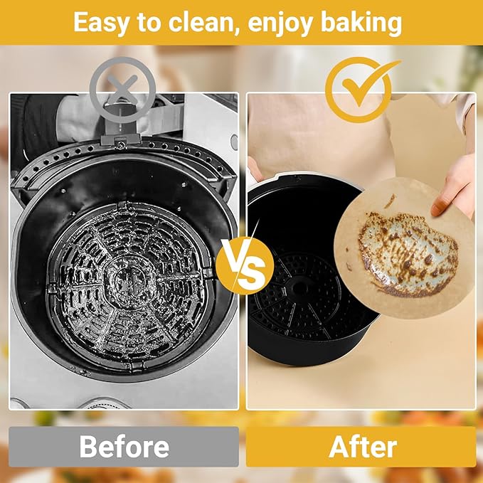 Beasea Air Fryer Disposable Liners 9 Inch, 200pcs Parchment Paper Unbleached Round Filter Paper