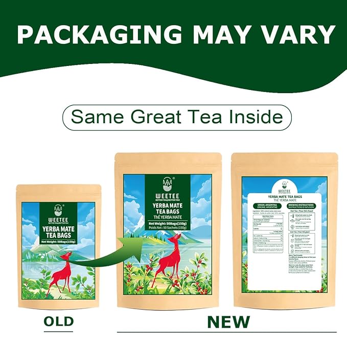 WT WEETEE Yerba Mate Tea Bag, Unsmoked Yerba Mate 50 Teabags From Argentina, Rich In Antioxidants