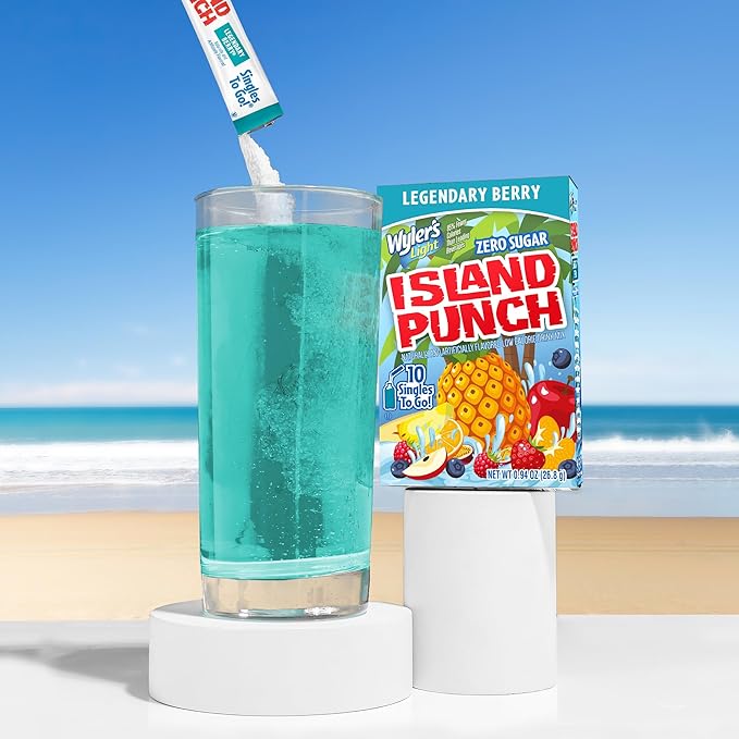 Wyler?셲 Light Island Punch Singles To Go, Legendary Berry, 10-Count per Box (12 Pack) ??Low Calorie