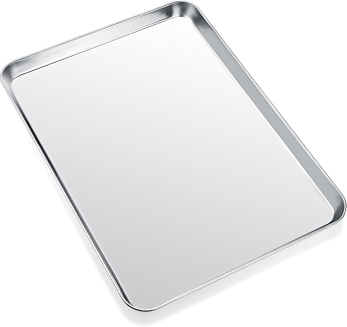 Cookie Sheets for Baking, Stainless Steel Baking Sheet Baking Pan Tray - 12.4 x 10 x 1 Inch, Non