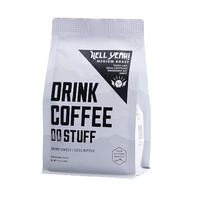 DRINK COFFEE DO STUFF, Hell Yeah!, Blend, Whole Bean, Medium Roast, Sweet, Chocolate, Caffeine