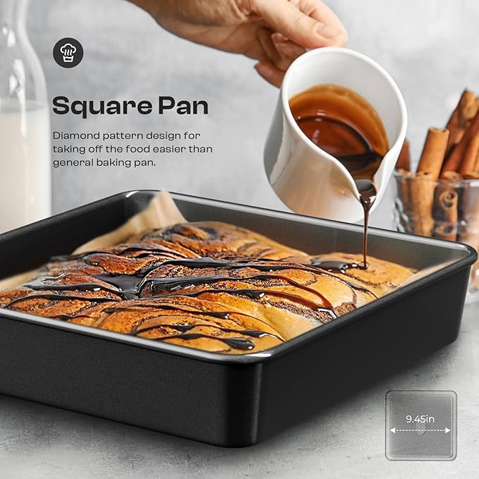 12-Piece Nonstick Bakeware Set, Stackable Non Toxic Baking Pans Set with Rack & Kitchen Utensils
