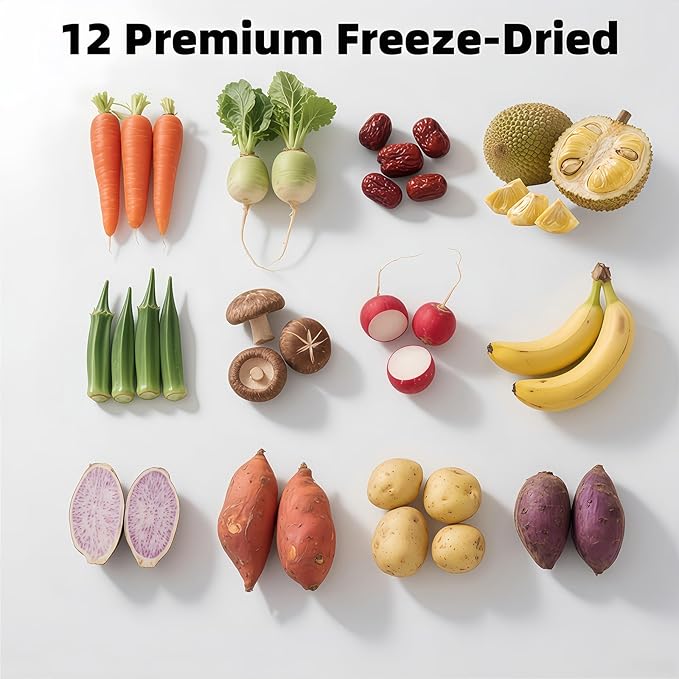 Freeze-Dried Fruit & Veggie Crisps - 12-Type Crunchy Mix, 8.8oz (250g) Pack | Super food Snack |